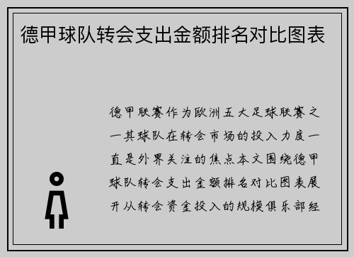 德甲球队转会支出金额排名对比图表