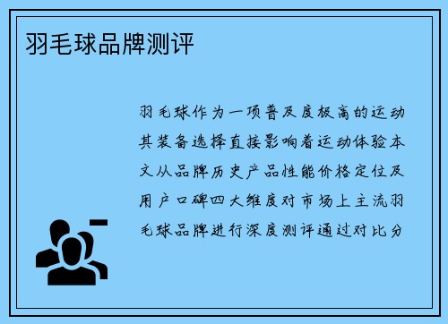 羽毛球品牌测评